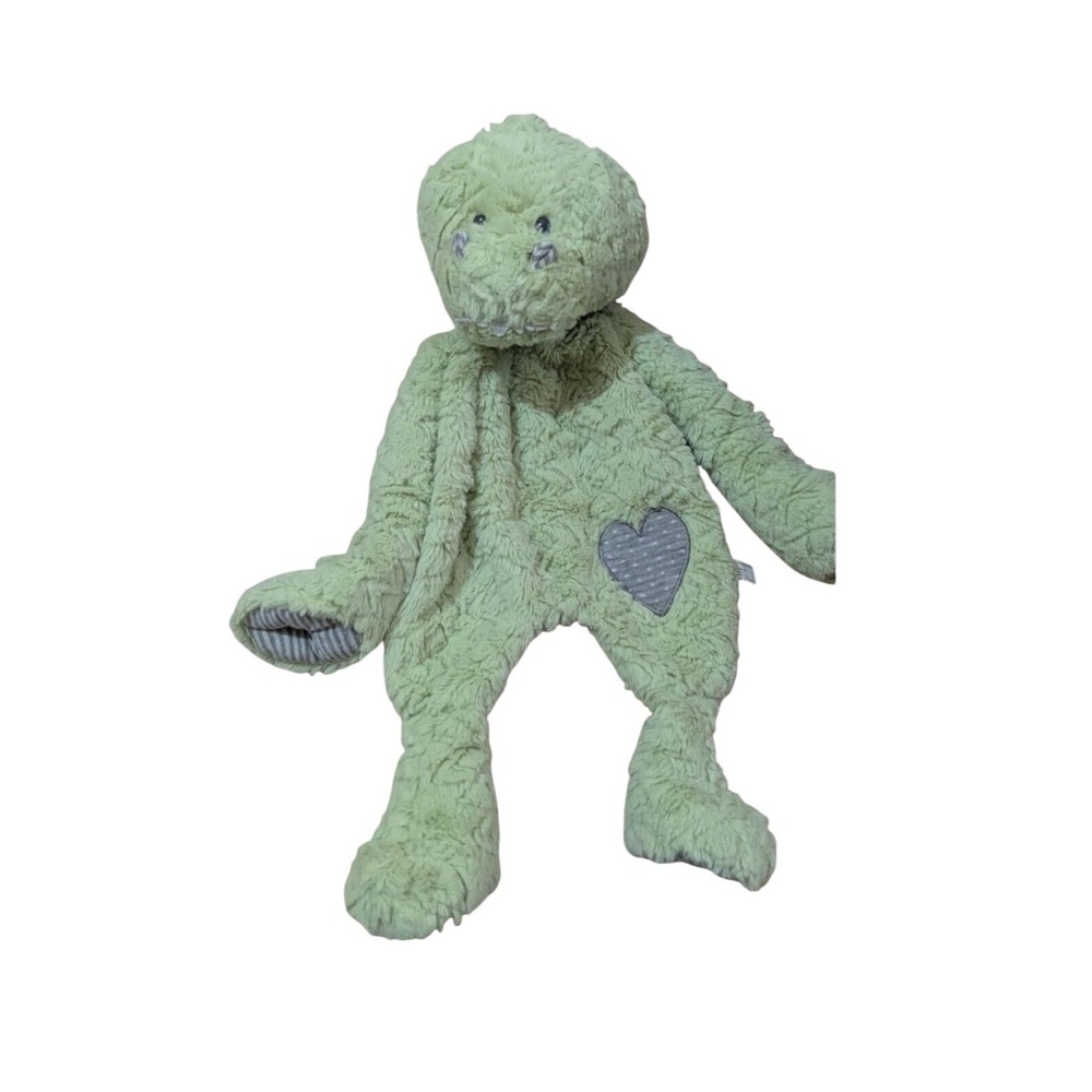 Demdaco Green Dinosaur Plush Lovey Heart Patch Stuffed Animal 17 inch 5004890001